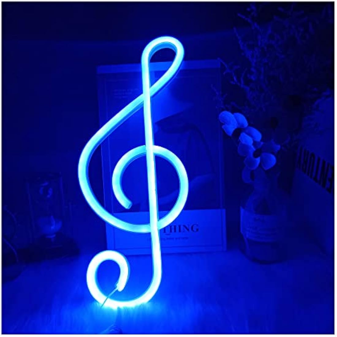 ENUOLI Music Note Neon Sign – Blue LED Wall Decor for Bedroom & Party