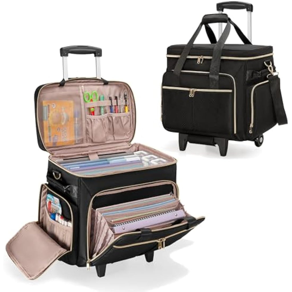 Prokva Rolling Teacher Bag | Wheeled 15.6” Laptop Tote with Trolley