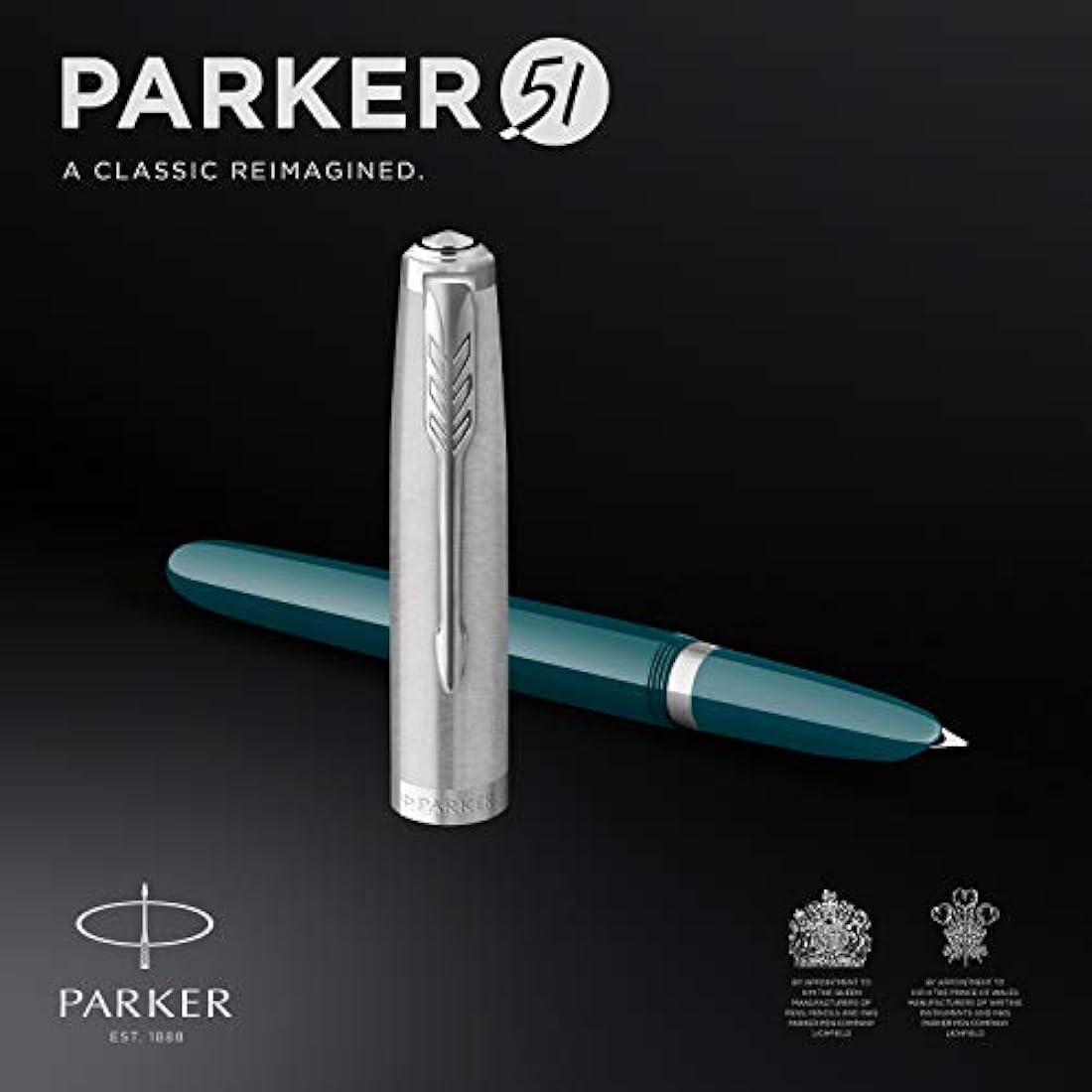 Parker 51 Fountain Pen – Teal Blue with Chrome Trim, Fine Nib