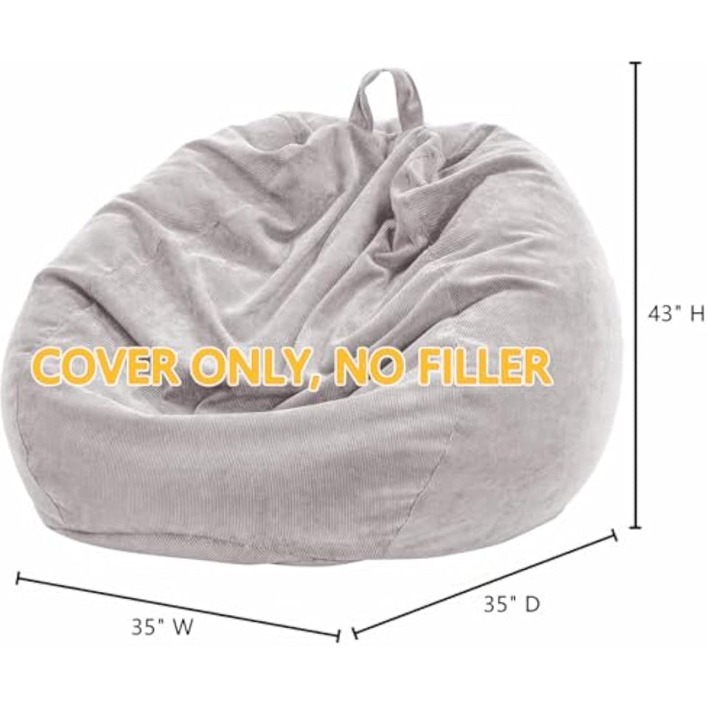 Nobildonna Corduroy Bean Bag Chair Cover | 300L Extra Large - Light Grey