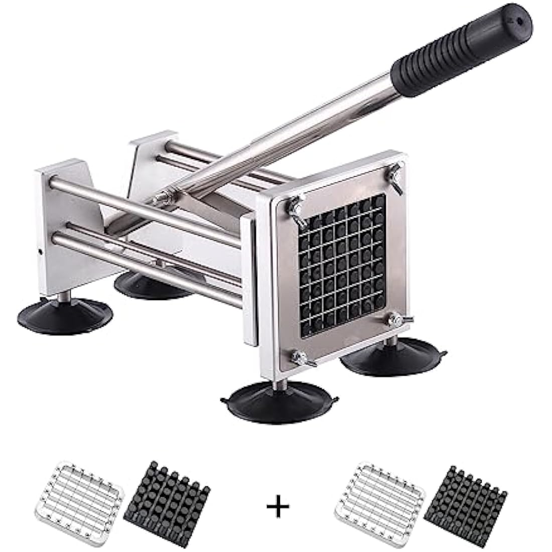 Jolof Store Stainless Steel French Fry Cutter with 2 Interchangeable Blades