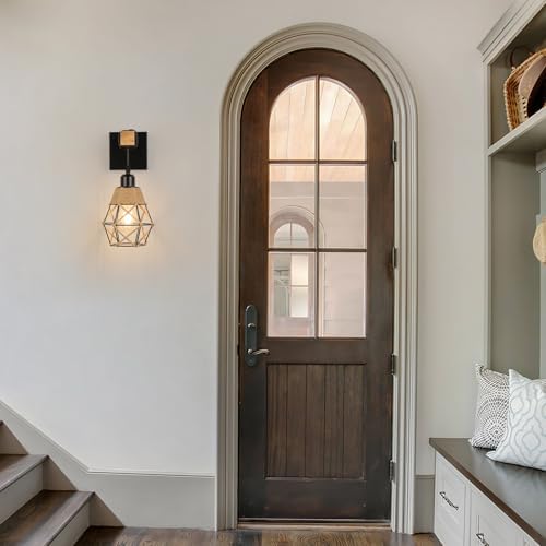 FORCOSO Industrial Wood Wall Sconce 2-Pack – Vintage E27 Indoor Lights