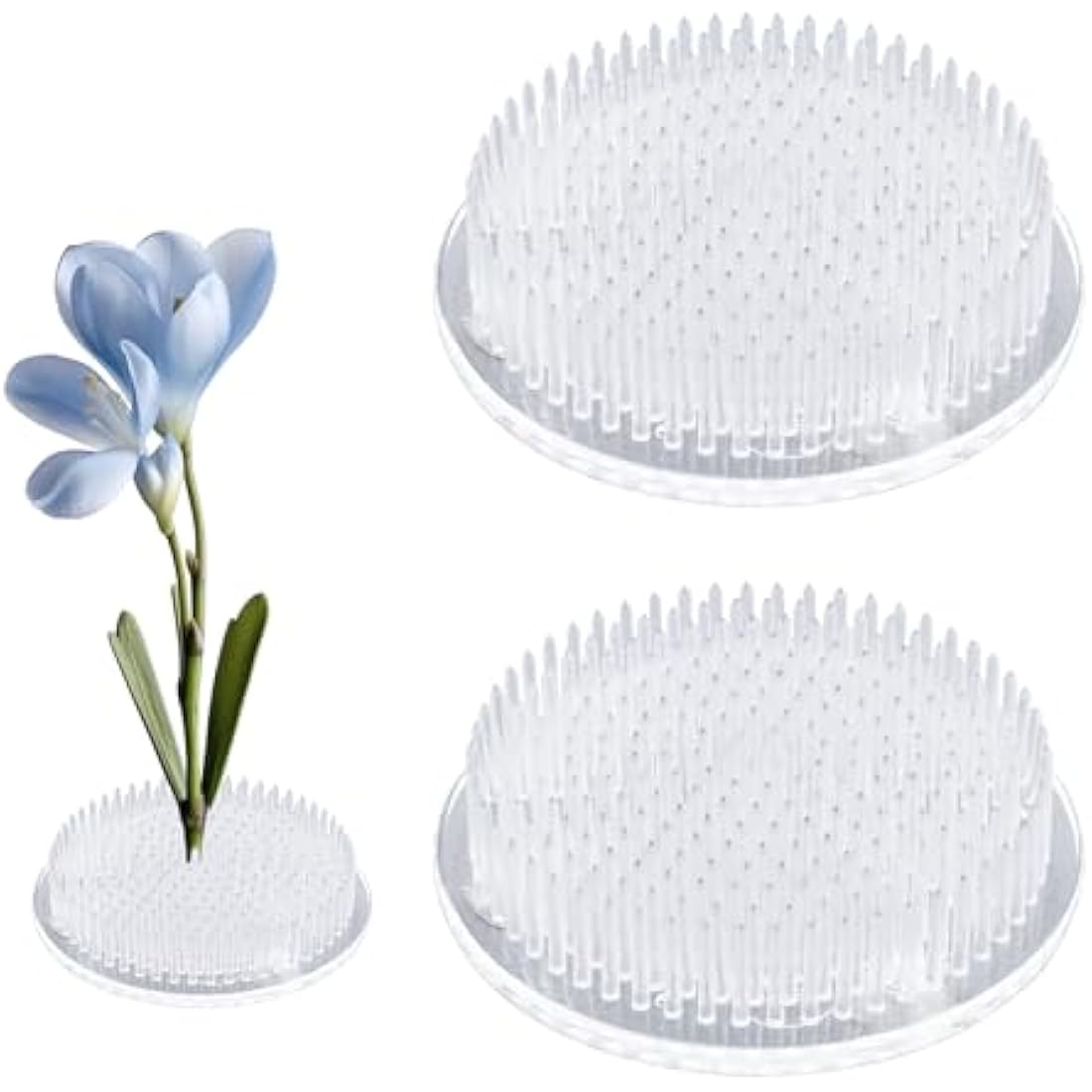 WANDIC Round Clear Plastic Ikebana Kenzan Flower Frog with Suction Cups
