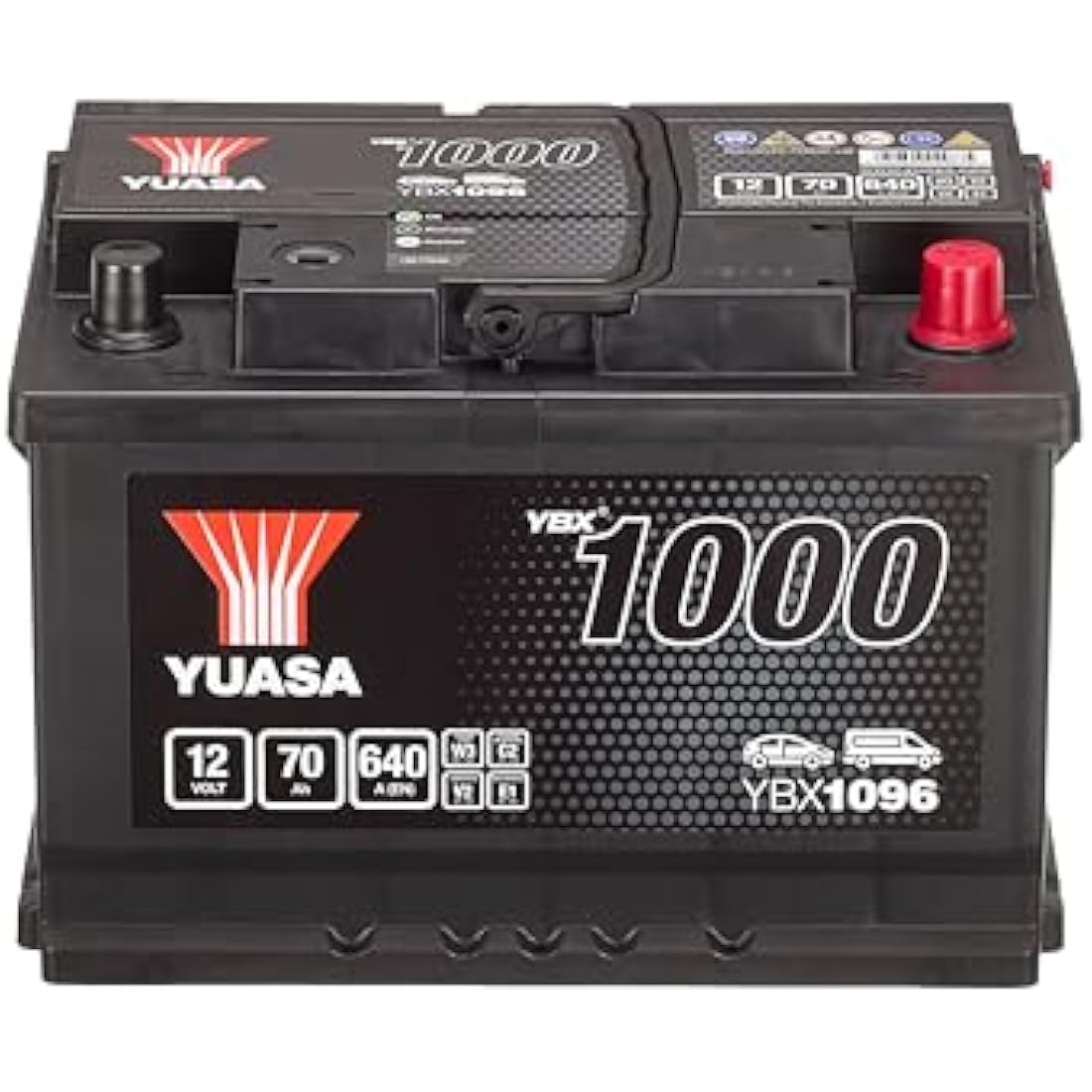 Yuasa YBX1096 Car Battery - 12V 70Ah 640CCA Sealed Maintenance Free