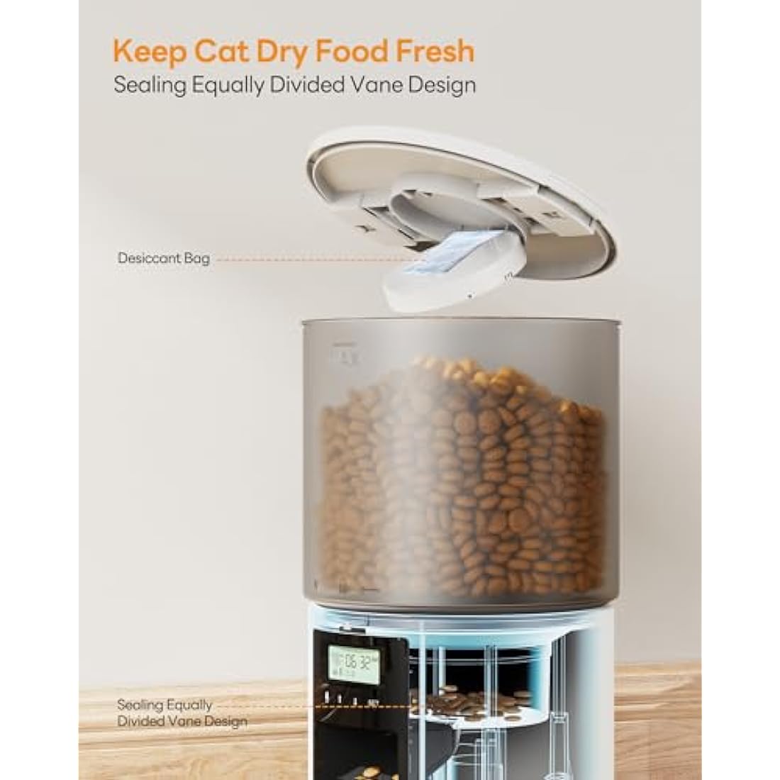 Jolof Store Automatic Cat Feeder – 4L Timed Pet Food Dispenser, White