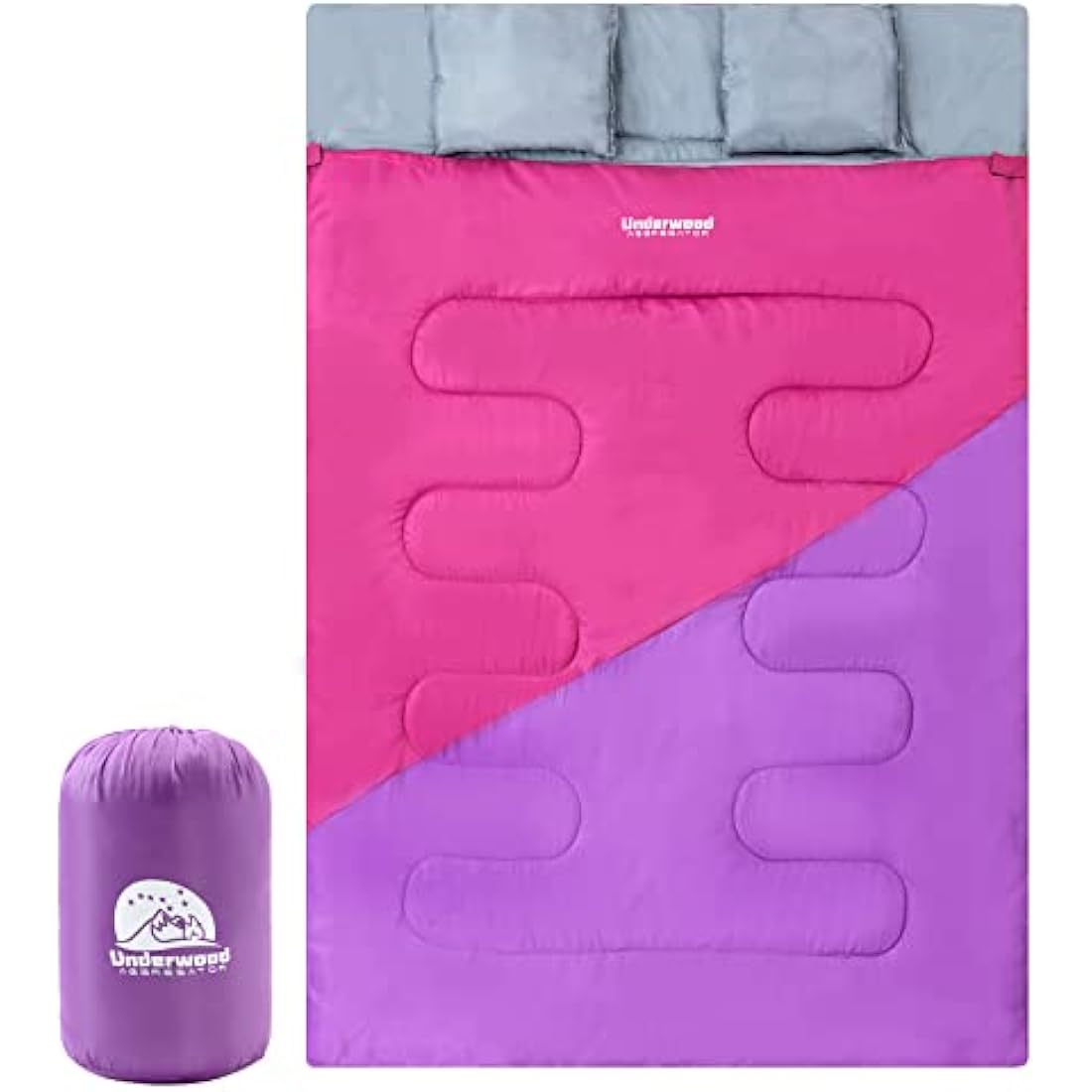 Jolof Store Double Sleeping Bag – 3 Season Lightweight with 2 Pillows