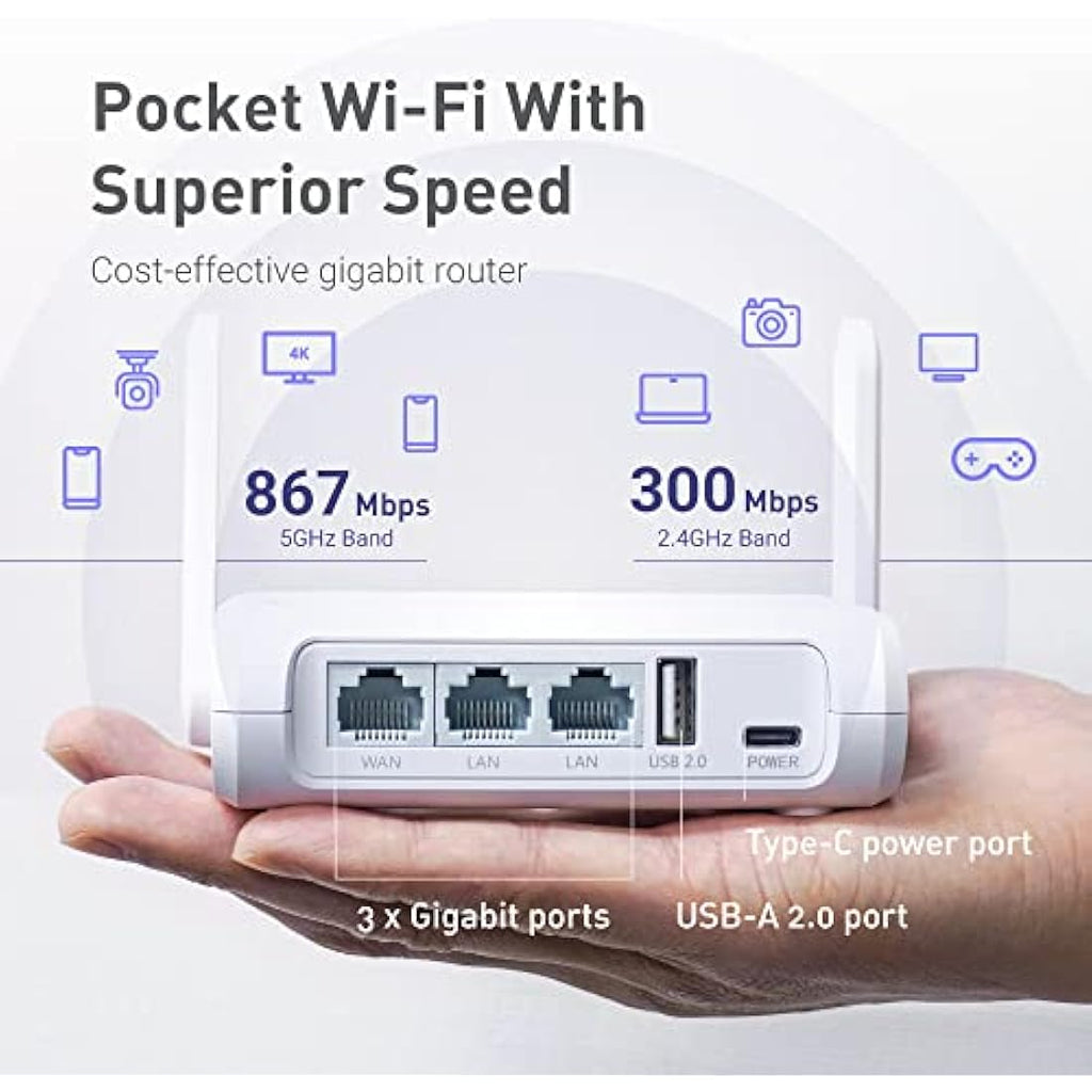 GL.iNet Opal GL-SFT1200 Portable Travel Router | AC1200 VPN & Gigabit