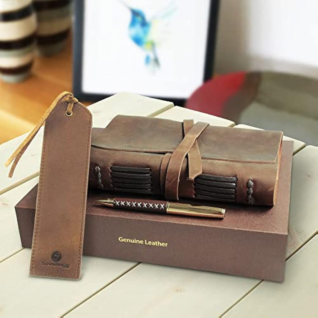 Jolof Store Handmade Leather Journal Gift Set | A5 Travel Diary with Pen