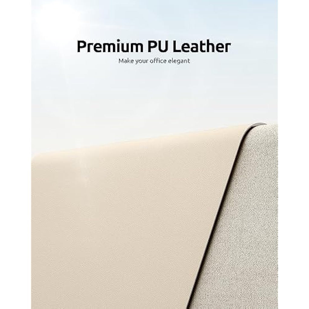 YSAGi Large Leather Desk Mat | Non-Slip Waterproof PU Mouse Pad, Beige