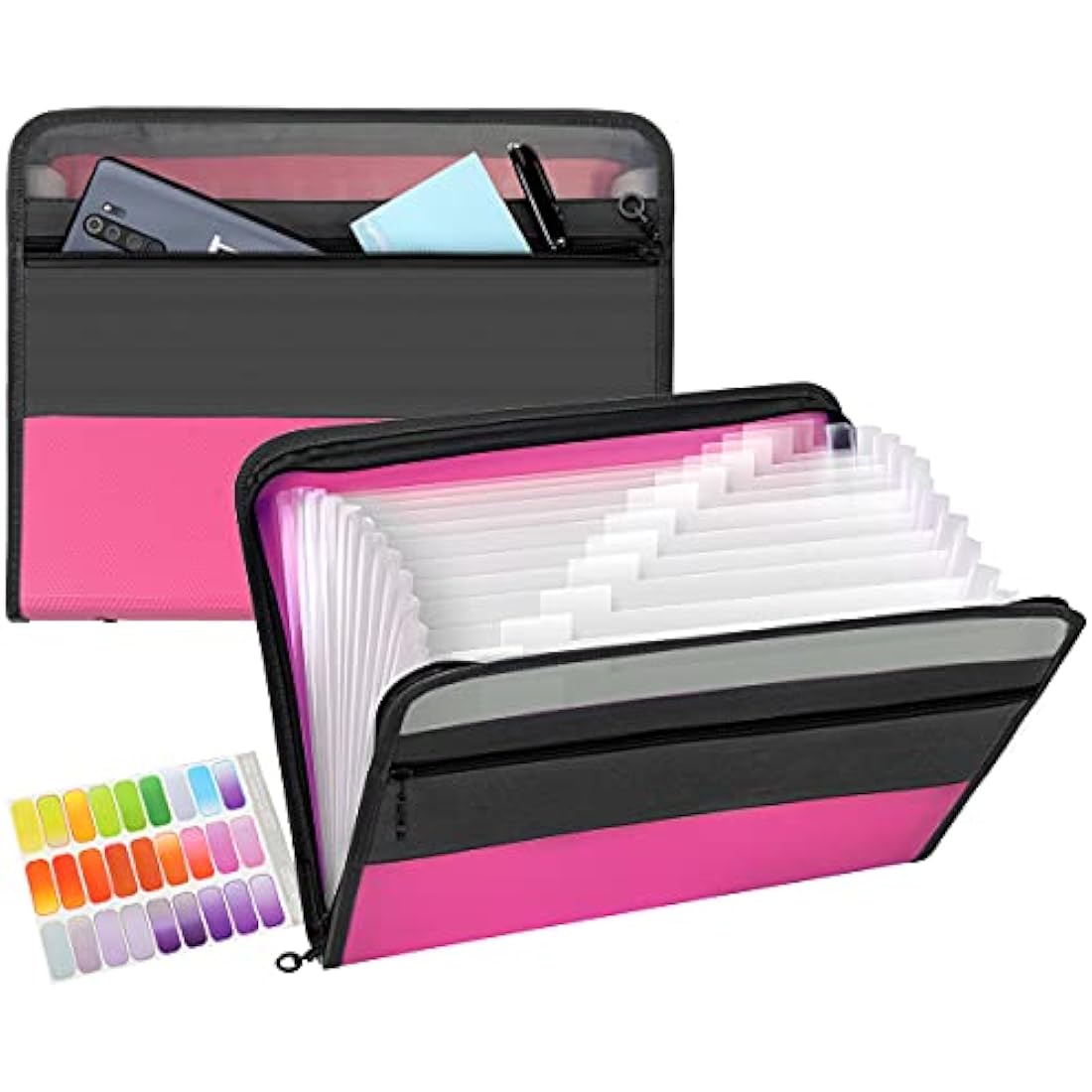 Tranbo 13 Pockets Expanding File Folder | A4 Zippered Document Organizer