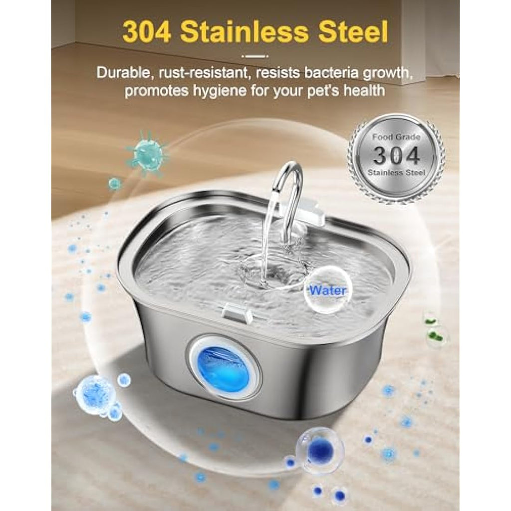 Jolof Store 3.2L Stainless Steel Cat Water Fountain – Ultra-Quiet Pet Bowl