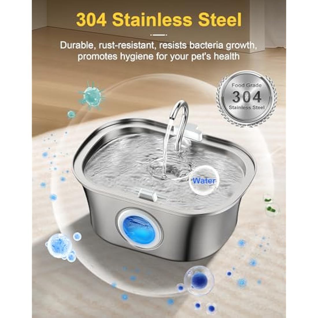 Jolof Store 3.2L Stainless Steel Cat Water Fountain – Ultra-Quiet Pet Bowl