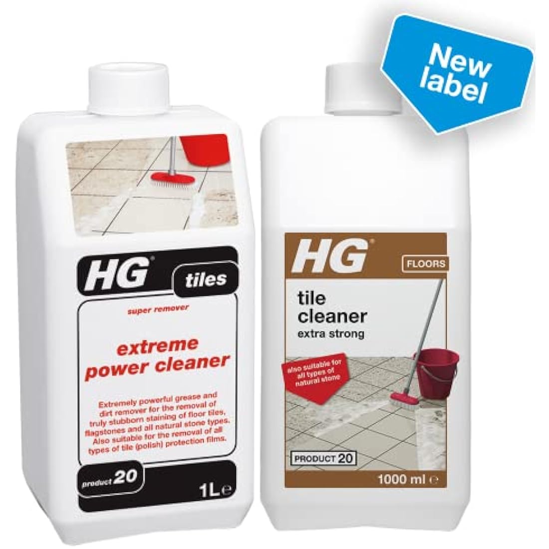 HG Tile Cleaner Extra Strong – Heavy Duty Floor & Grout Cleaner, 1L