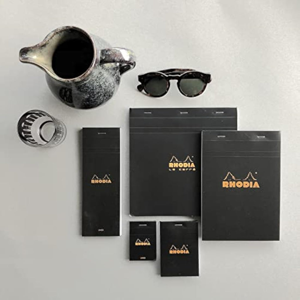 Rhodia N°18 Stapled Notepad – A4 Lined White Paper, Black Cover (5 Pack)