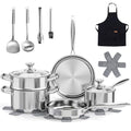 Tieplis 16-Piece Stainless Steel Cookware Set | Induction Pots and Pans