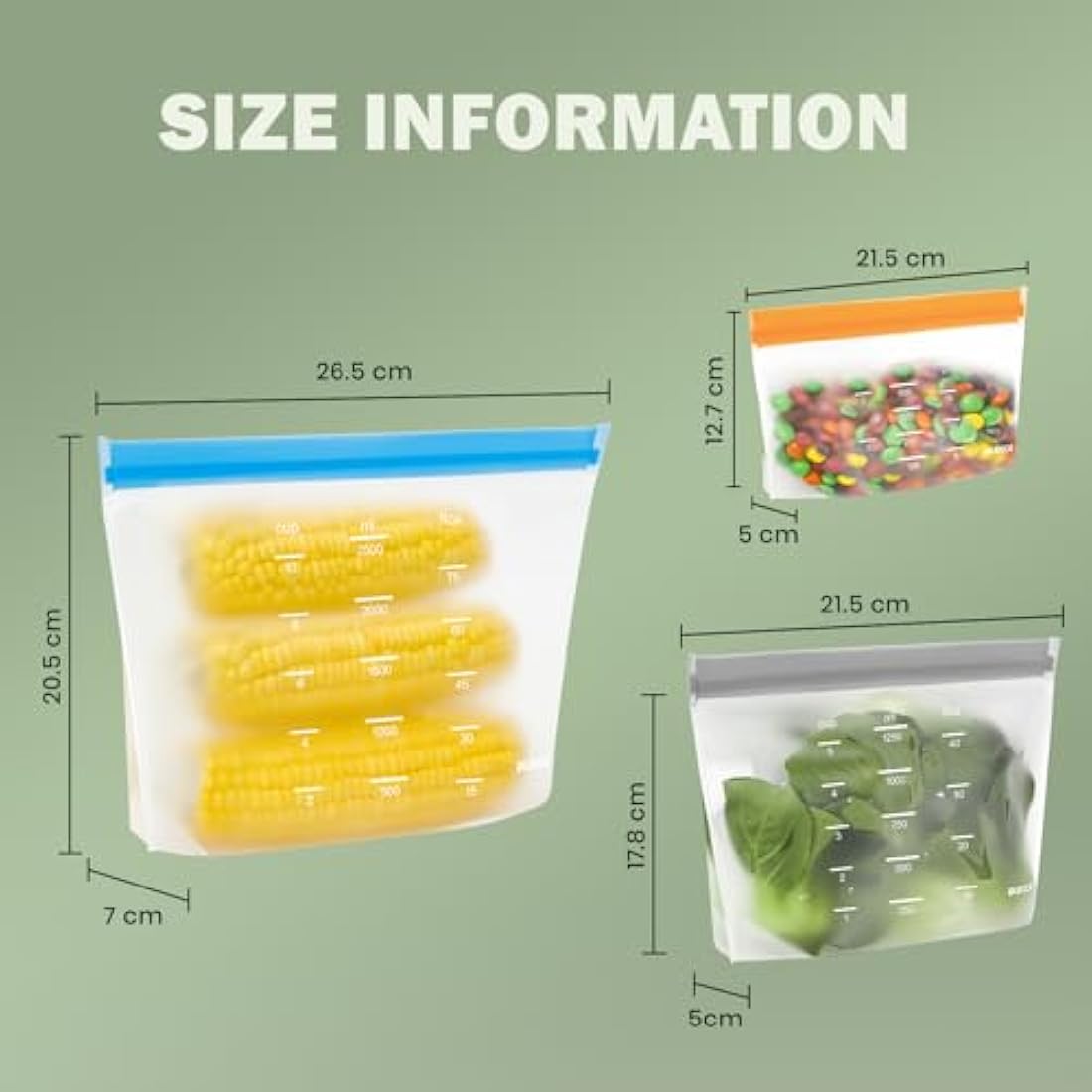 IDEATECH 20 Pack Reusable Freezer Bags – Leakproof PEVA Food Storage