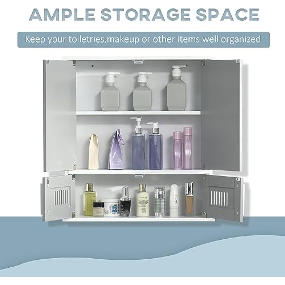 Kleankin Grey Bathroom Mirror Cabinet | Wall Mounted Storage Cupboard
