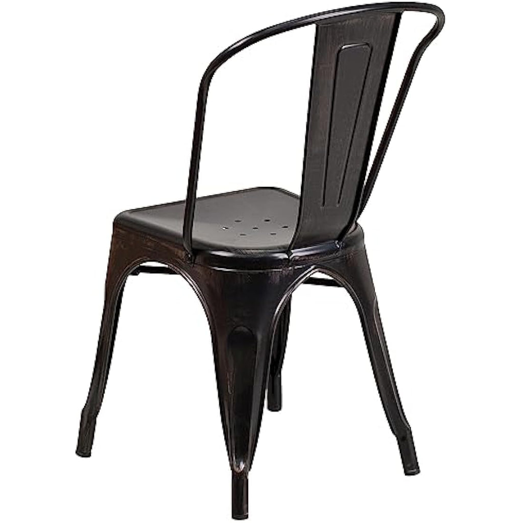Flash Furniture Metal Stackable Dining Chairs - Black/Gold - 4 Pack