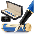 Wordsworth & Black Imperial Blue Fountain Pen Set - 18K Gilded EF Nib