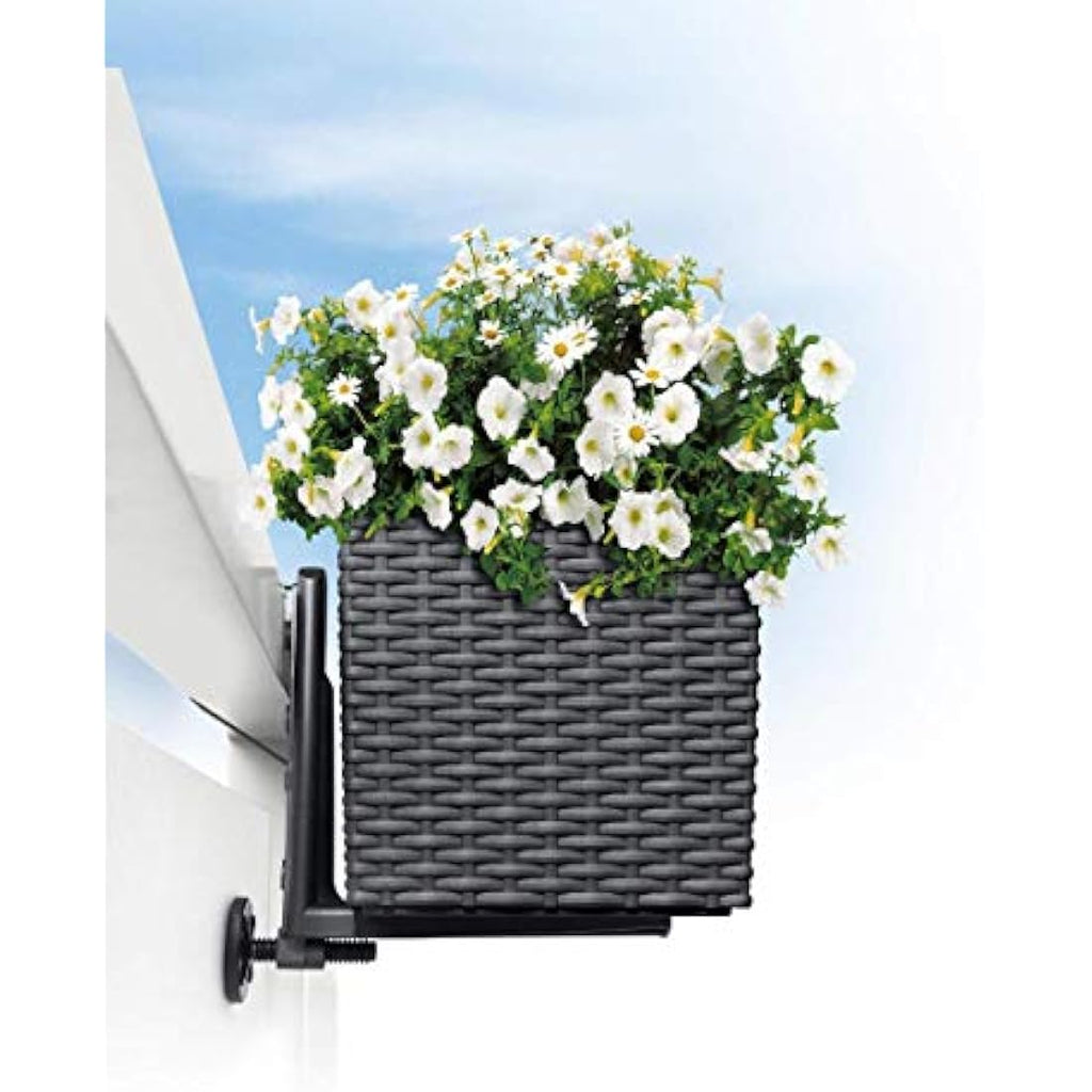 Lechuza Balcony Box Holder Set – Heavy Duty Railing Brackets, Black