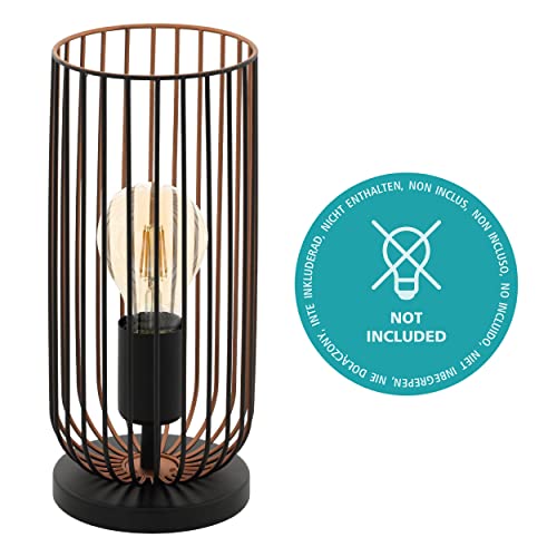 Eglo Roccamena Vintage Table Lamp | Black & Copper Steel Bedside Light