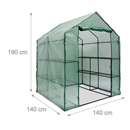 Relaxdays Walk-in Garden Greenhouse - 8 Shelves PE Mesh Tent - 140x190x140cm