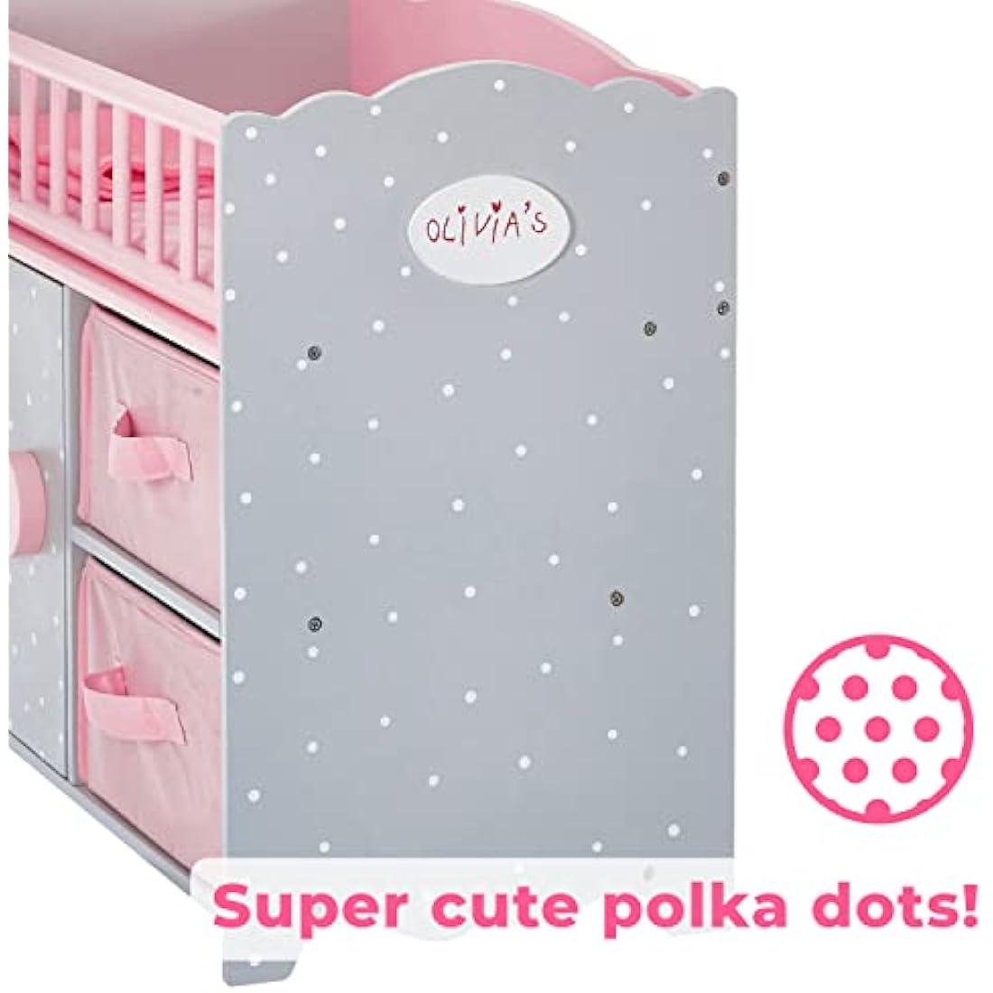 Olivia's Little World Wooden Doll Crib with Storage Cabinet & Cubby