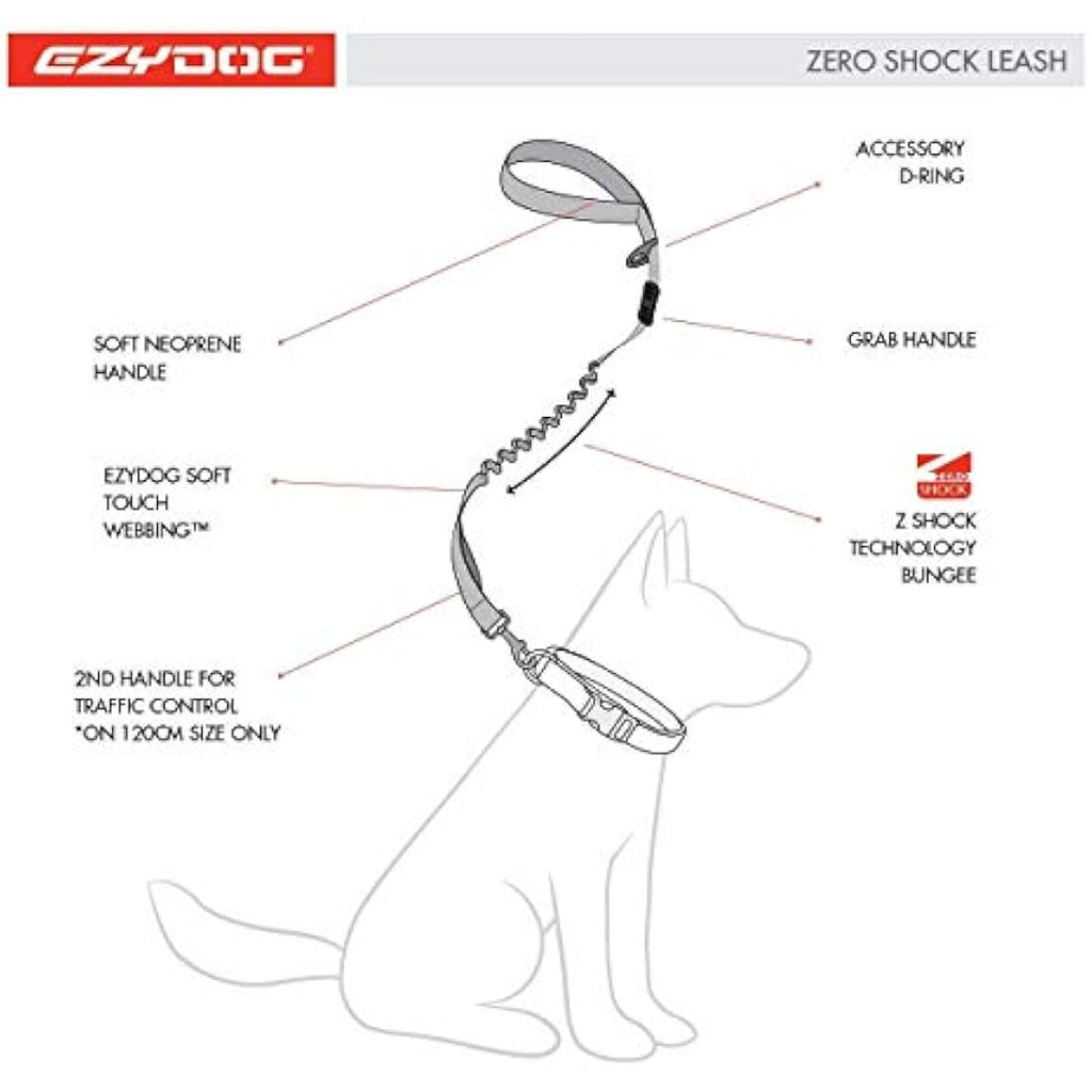 EzyDog Zero Shock LITE Bungee Dog Lead for Small Dogs - 1.2m Denim
