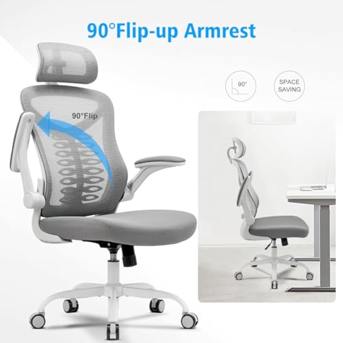 Magic Life Ergonomic Mesh Office Chair – Adjustable Lumbar Support, White