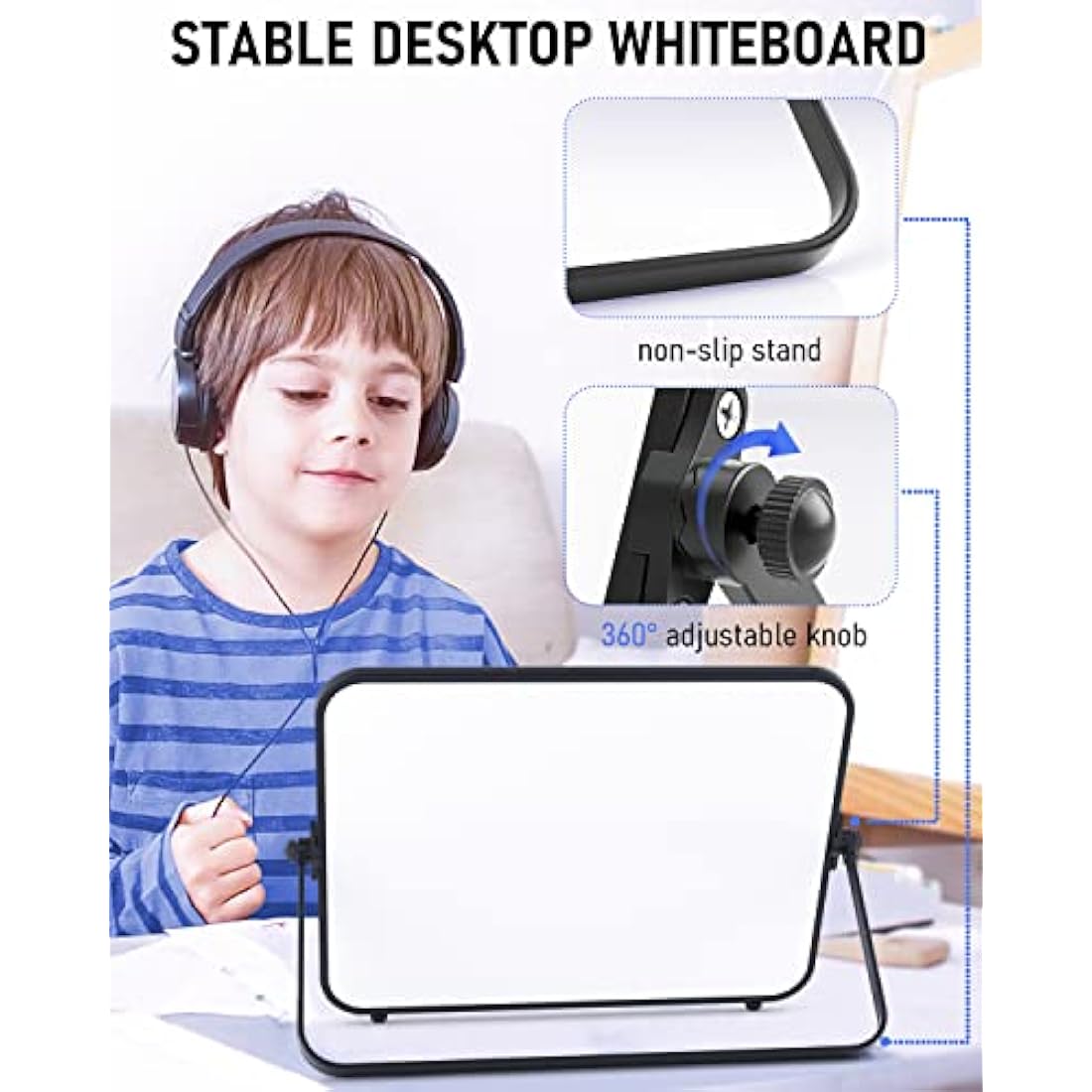 Nicpro A4 Magnetic Dry Erase Whiteboard – Double Sided Desktop Easel Set