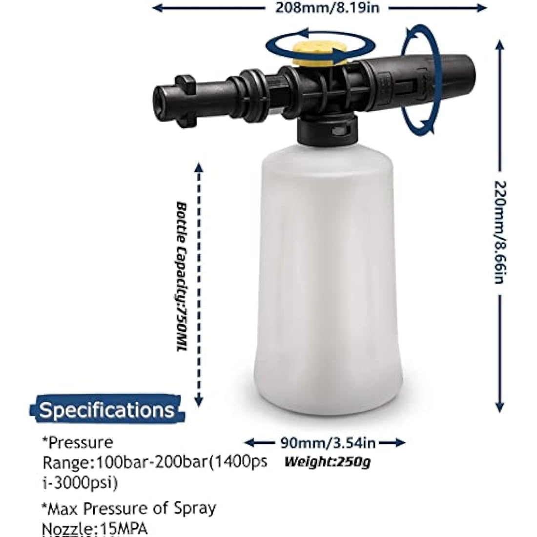 Jolof Store Snow Foam Lance for Karcher K2-K7 | 750ML Adjustable Cannon