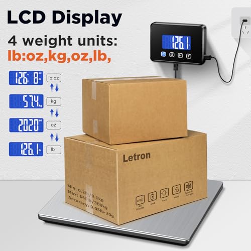 Letron Digital Postal Scale | 660lb Heavy Duty Shipping Scale with LCD