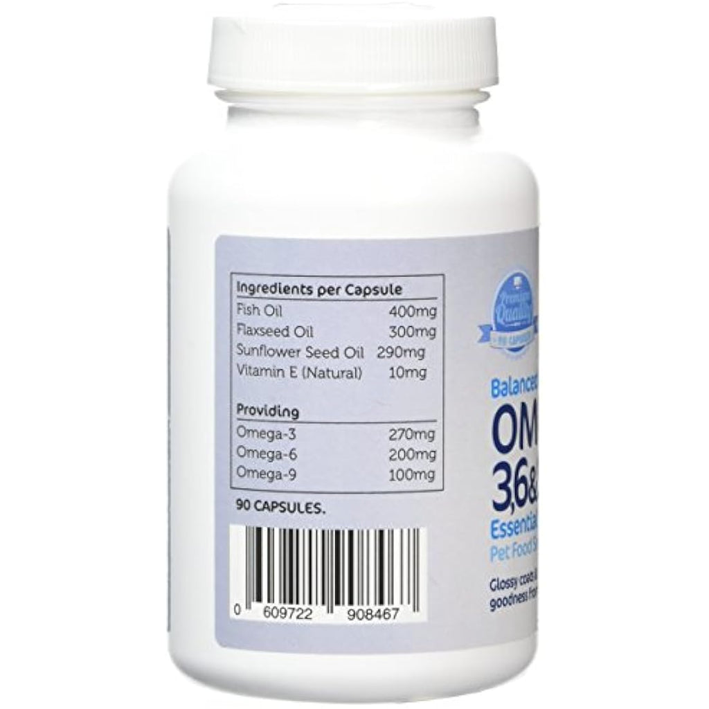 Imexa Omega 3 6 9 Dog Supplements – 1000mg Skin & Joint Care (90 Softgels)