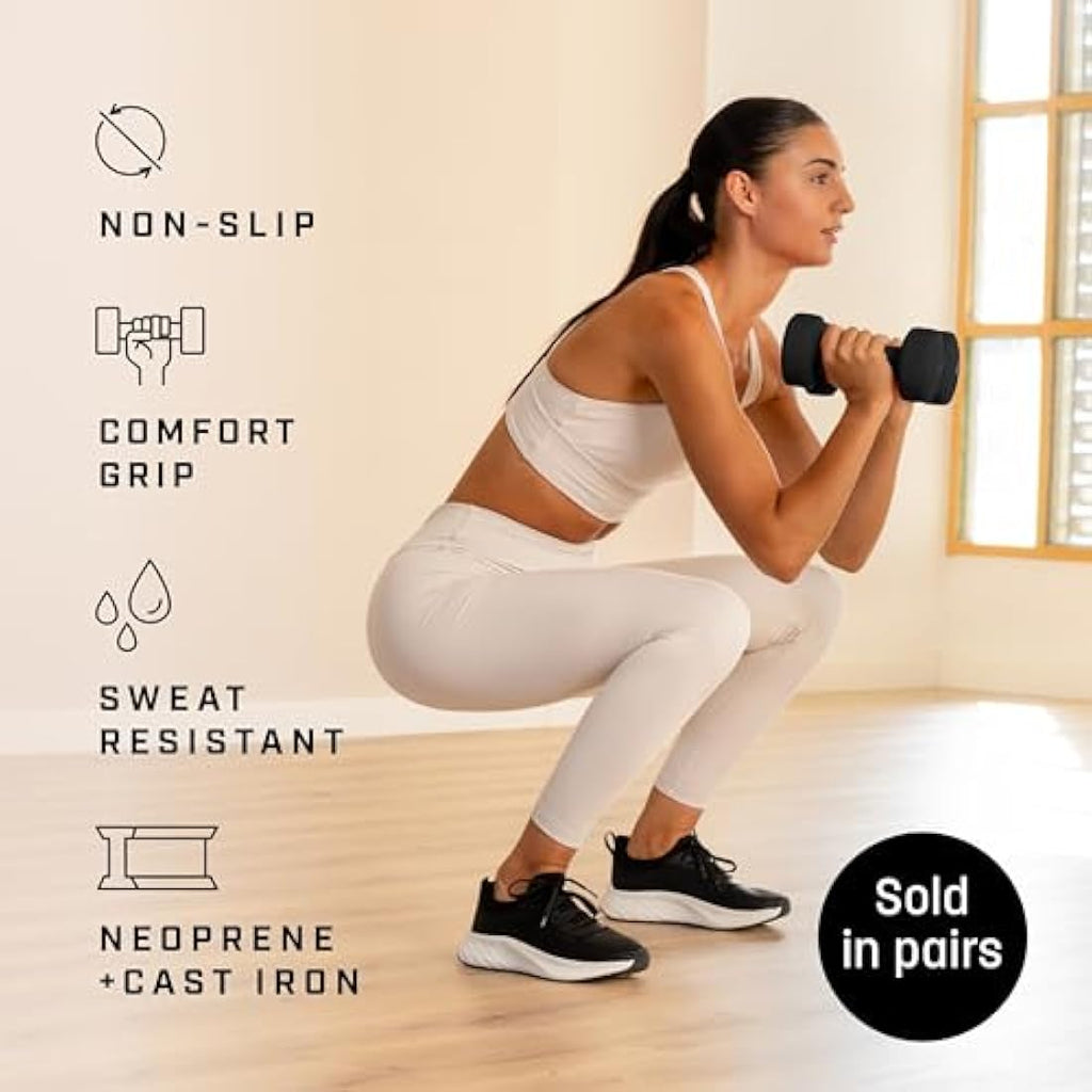 KG Physio Neoprene Dumbbells Set – Anti-Roll Cast Iron Hand Weights