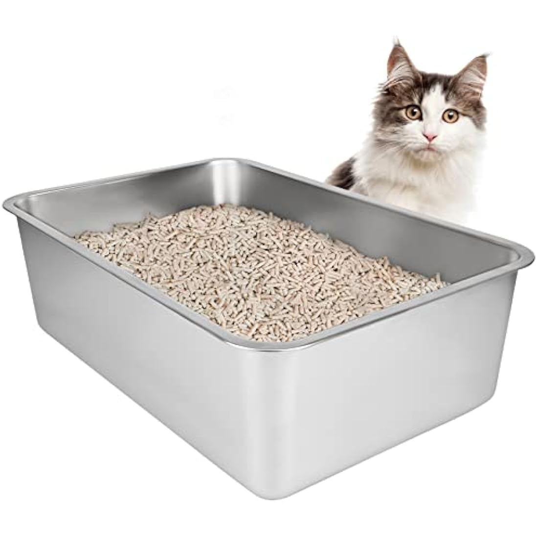 Stainless Steel Cat Litter Box – Extra Large High Sided Metal
