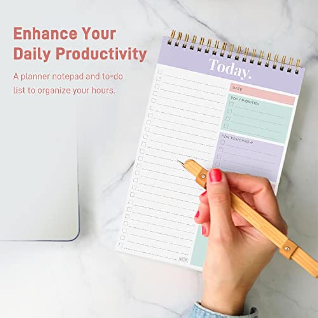 Sweetzer & Orange Undated Daily Planner - 52 Page Coiled Notepad, Mauve