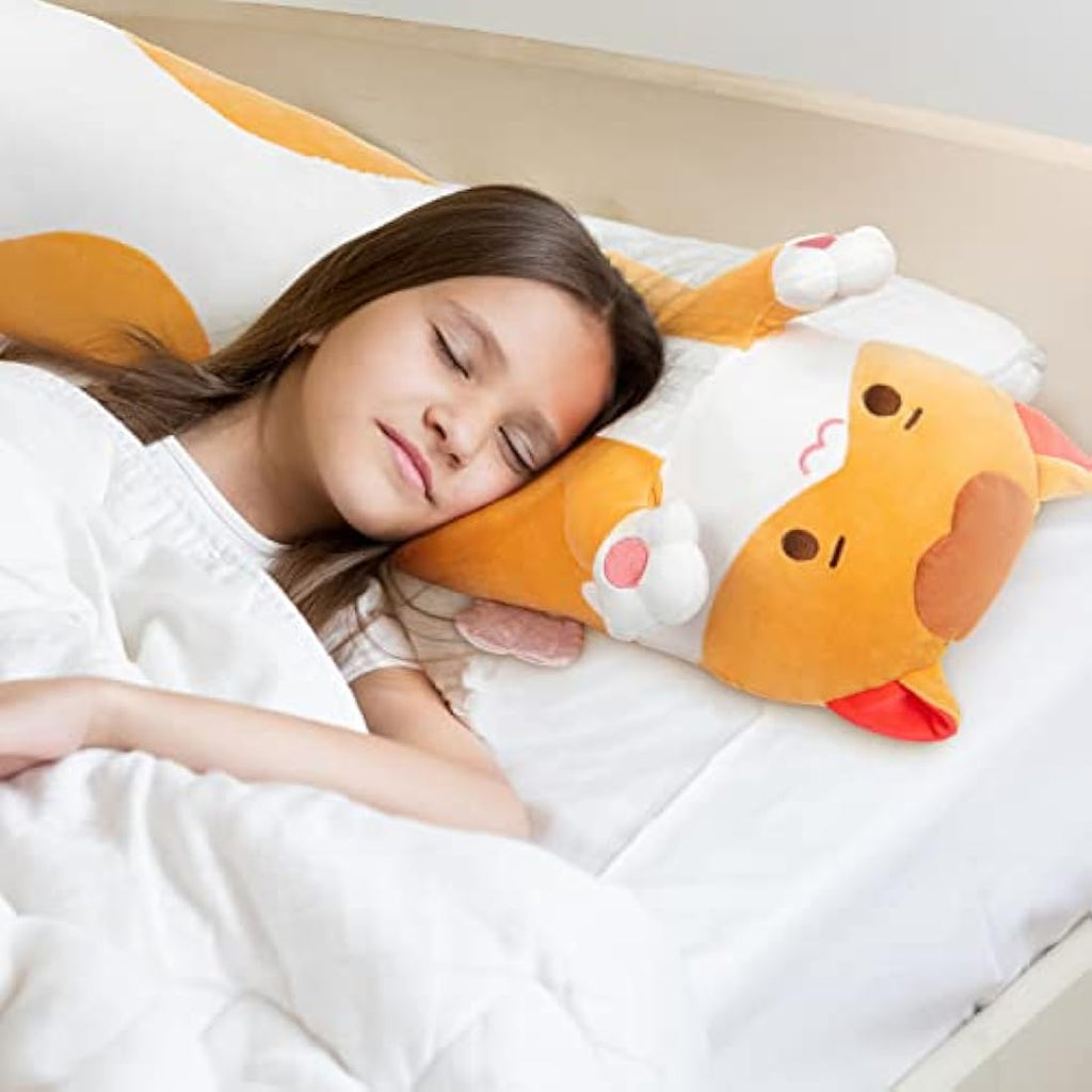 Mewaii 20in Long Cat Plush Body Pillow – Orange Kawaii Stuffed Animal