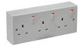 Triple Switched Wall Socket with Back Box - White Finish