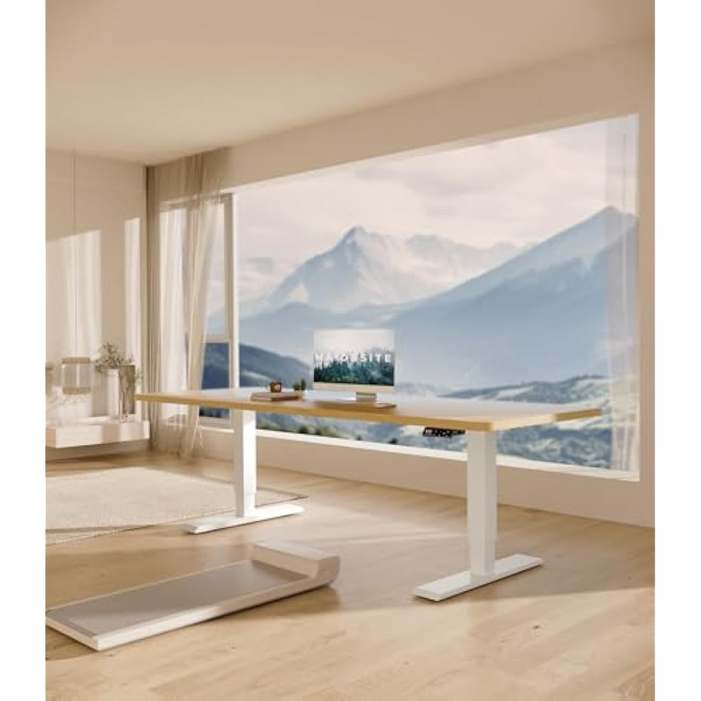 MAIDeSITe Electric Standing Desk Frame – Adjustable Steel Sit Stand Base, White