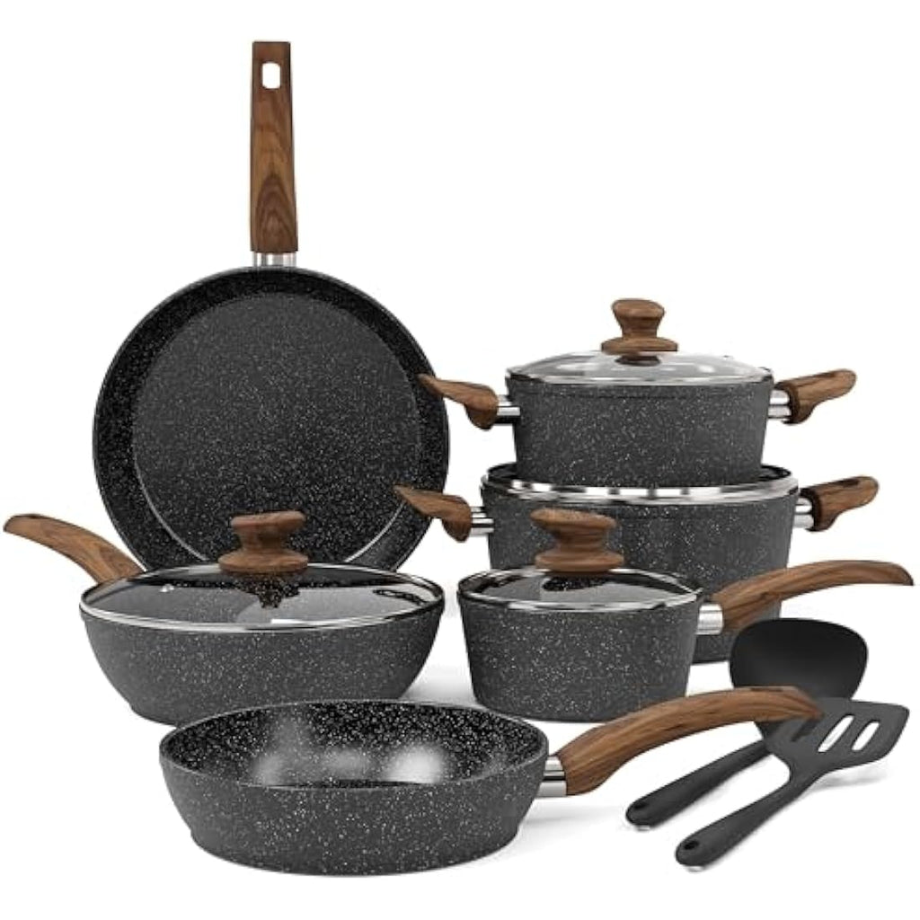 Kitchen Academy 12-Piece Nonstick Granite Induction Cookware Set