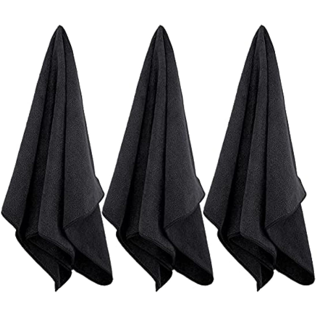 Polyte Microfibre Hair Drying Salon Towel - 12 Pack Quick Dry Black