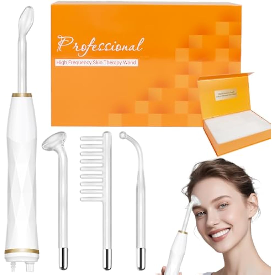 TUMAKOU High Frequency Facial Machine – Neon Skin Therapy Wand with 4 Tubes