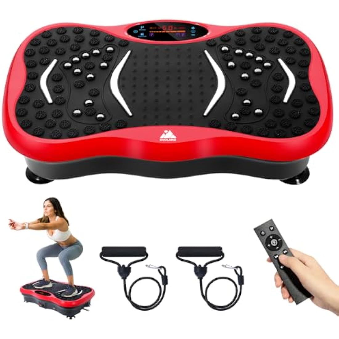 EVOLAND Vibration Plate Exercise Machine with Bluetooth & Resistance Bands