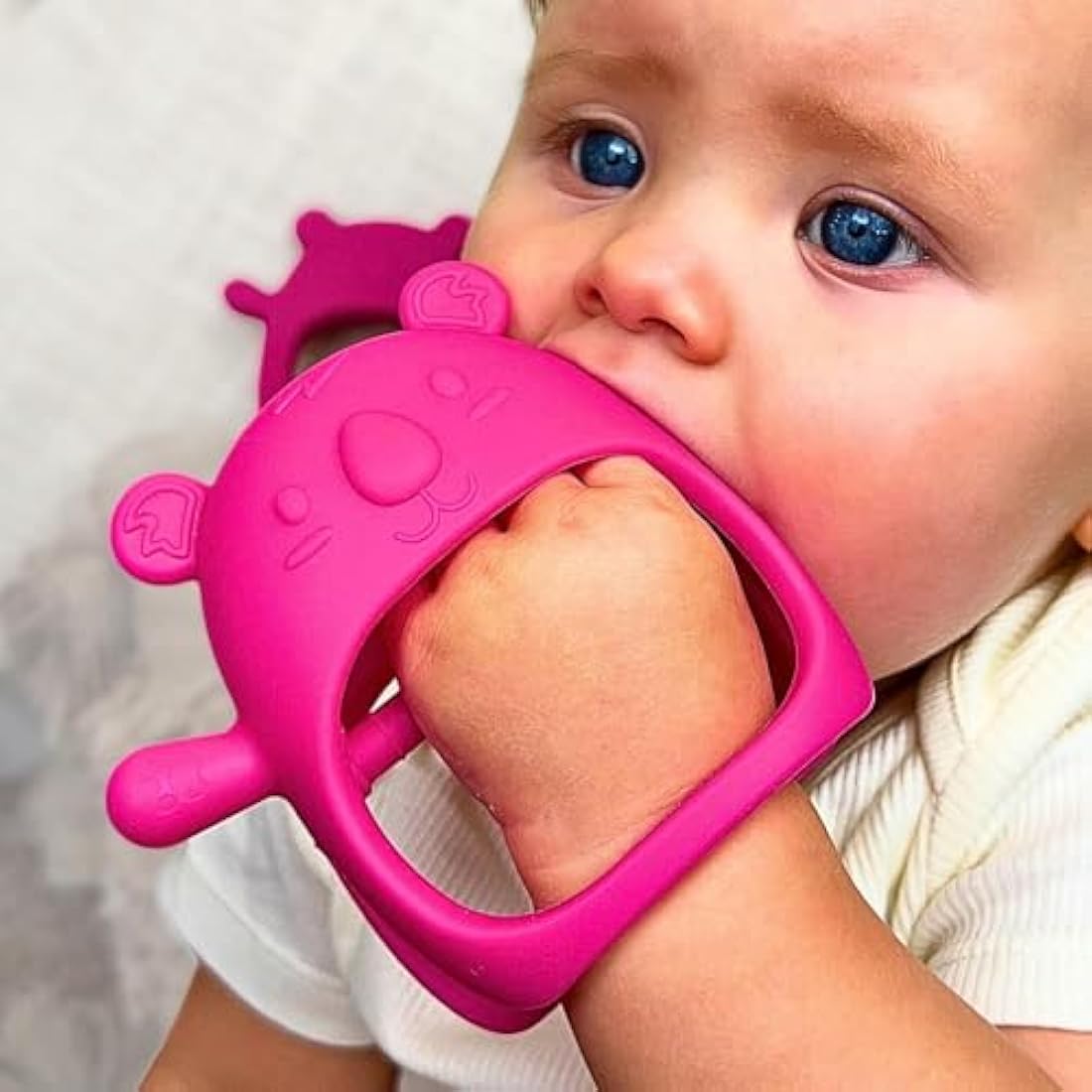 Infatot Silicone Teething Mitten 2-Pack – BPA-Free Baby Teether, Pink