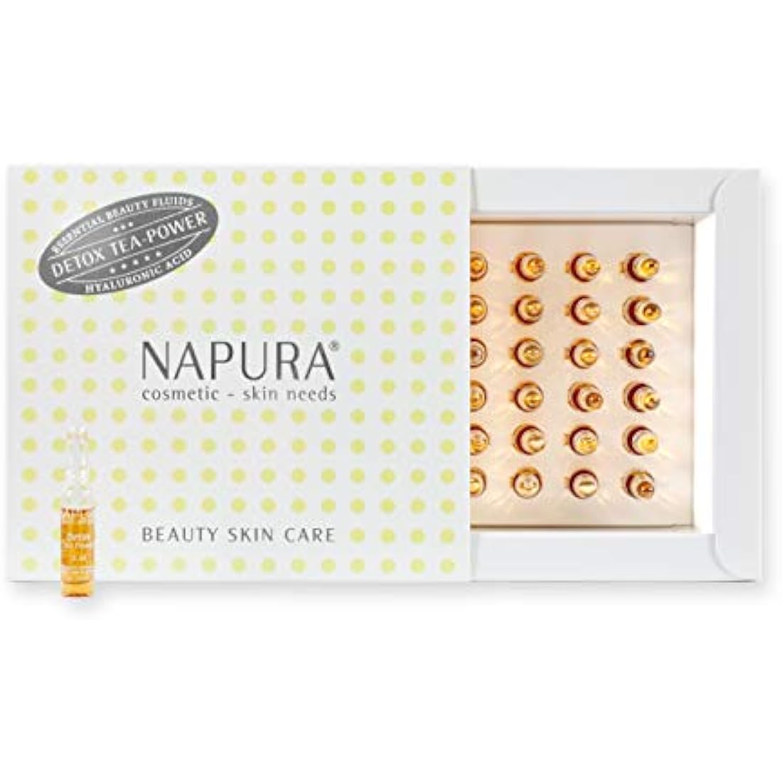 NAPURA Detox Tea Power Ampoules | Hyaluronic Face Serum for Dry Skin