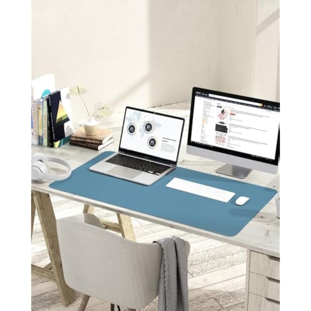 YSAGi Leather Desk Pad – Waterproof Non-Slip Writing Mat, Azure (90x43cm)