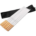 Goutime 23-Inch Stainless Steel BBQ Skewers with Wood Handle - 7 Pack