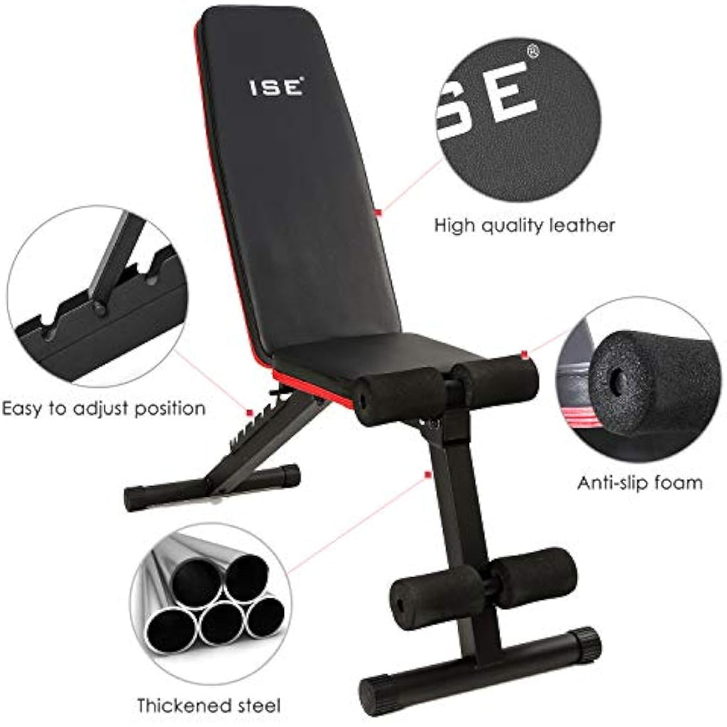 ISE SY-5902 Adjustable Weight Bench | Foldable 7-Position Home Gym