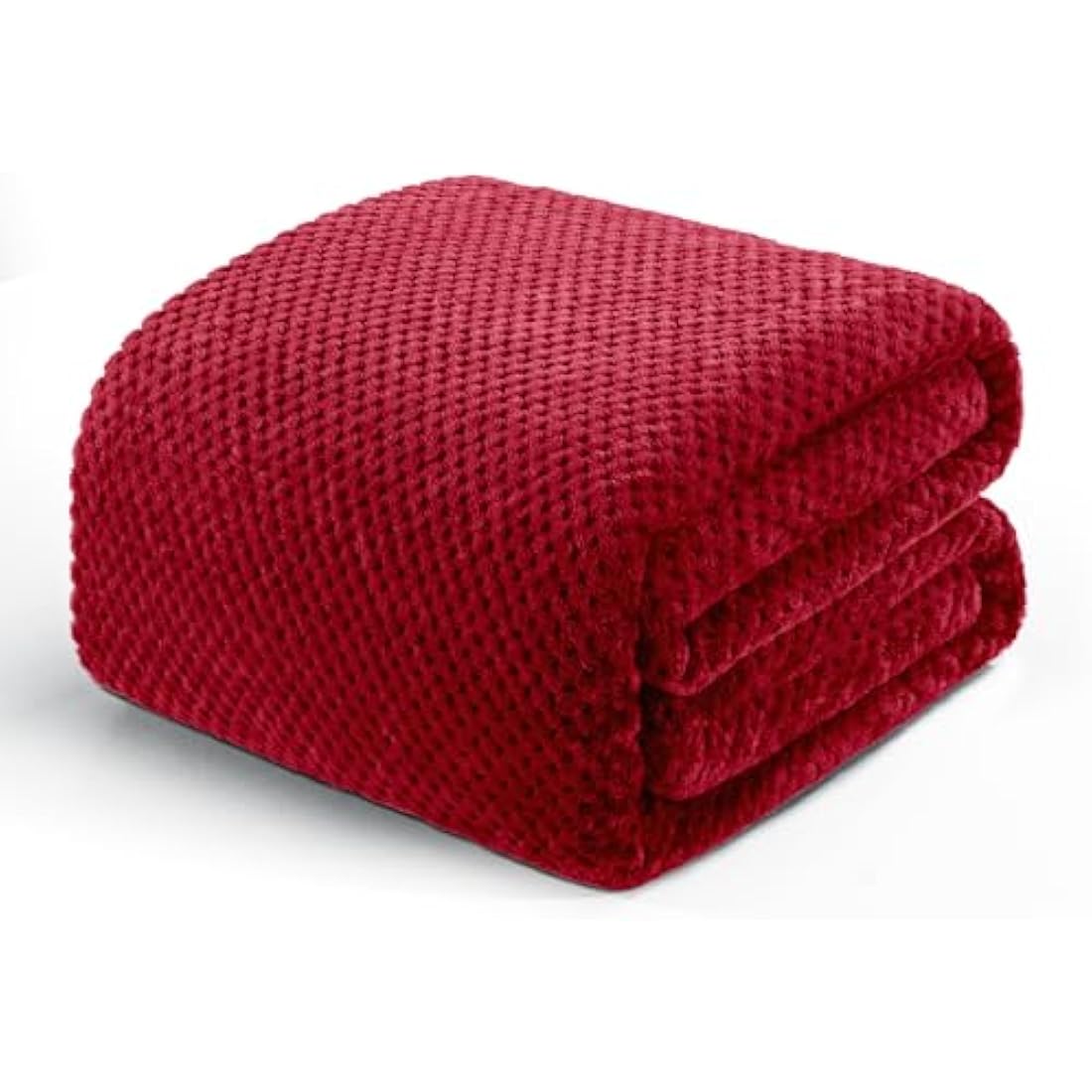 Jolof Store King Size Fleece Bed Blanket | Waffle Weave Jacquard - Burgundy