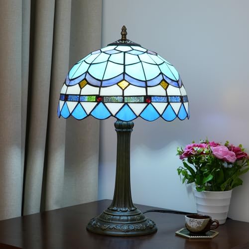 Tiffany Table Lamp – 12" Stained Glass Mediterranean Light